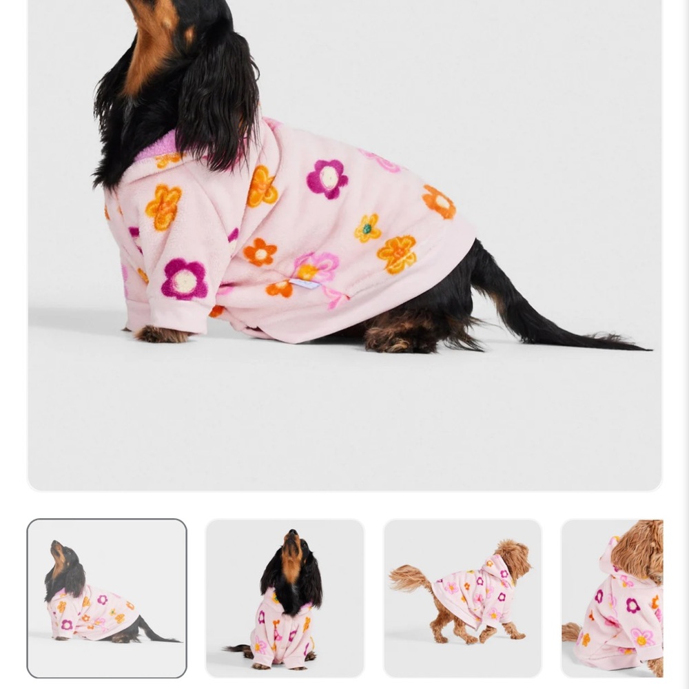 Pink Floral Fleece Dog Hoodie - oodie brand